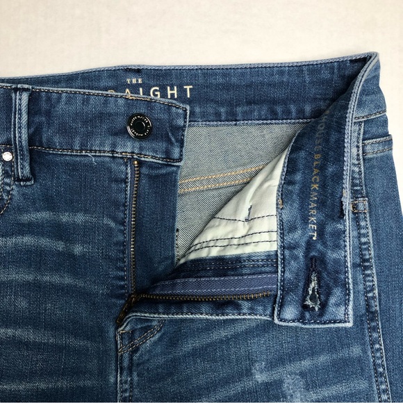 White House Black Market (WHBM) High Rise Destructed The Straight Crop Jeans - Picture 7 of 8